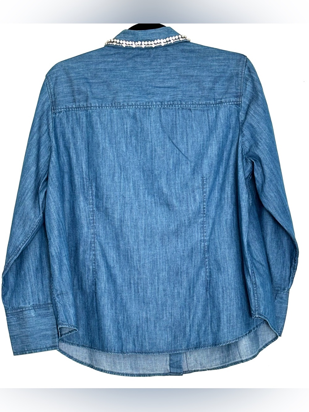 Talbots Embellished Collar Denim Button Front Shirt Size 1XP - Picture 3 of 5